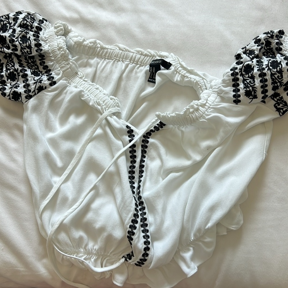 Forever 21 Ivory Off-Shoulder Blouse